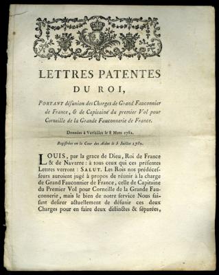 Lettres patentes… sur la fauconnerie