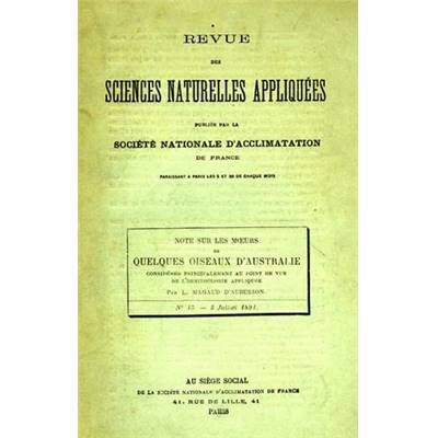 <i>L. Magaud d'Aubusson</i><br>Note sur les mœurs de quelques oiseaux d'Australie