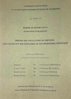 <i>G. Lang</i><br>Gestion des populations de cervidés.<br>Réflexions sur des problèmes<br>de polymorphisme génétique