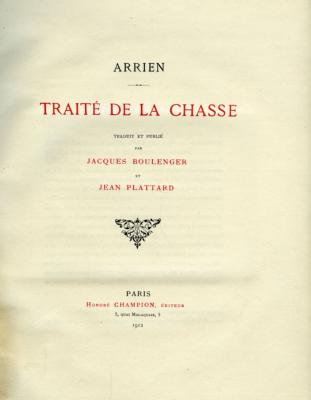 <i>Arrien</i><br>Traité de la chasse