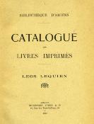 <i>Lequien</i><br>Catalogue des livres imprimés.<br>Legs Lequien